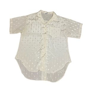 Laura Mae cream checkered button up blouse